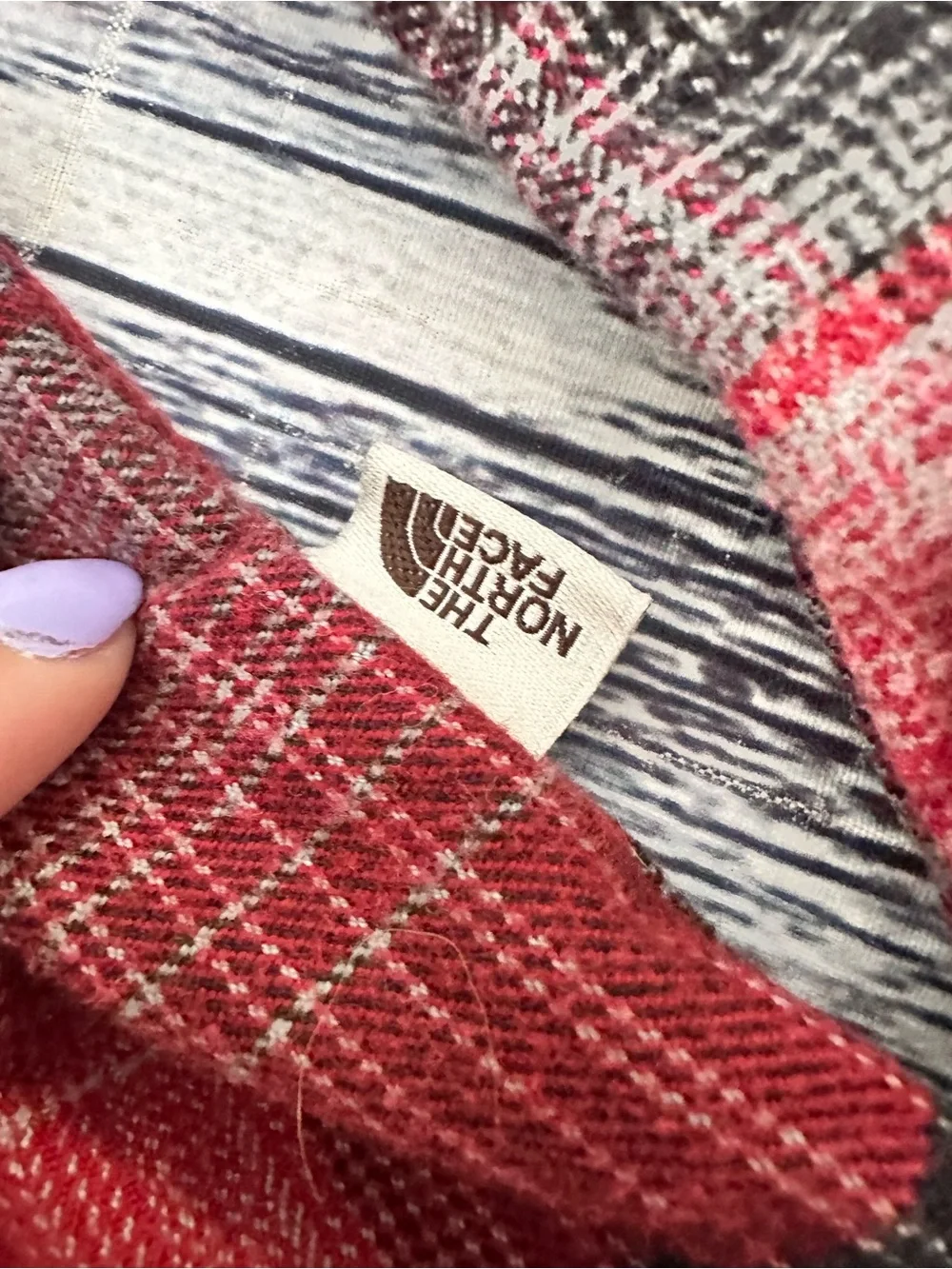 The North Face Red and Black Plaid Button-Up Cotton Shirt